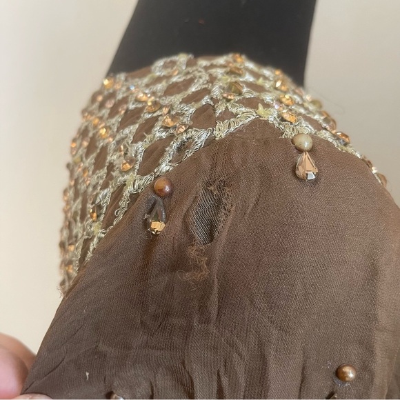 Pakistani Indian Desi Party Wear Maxi Dress (Flawed) Refer to pics Color Green - Picture 10 of 12